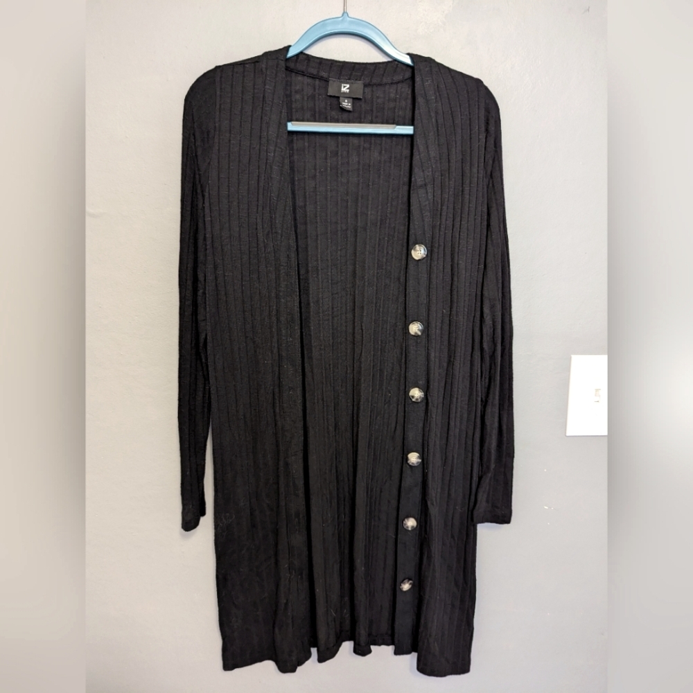Black Semi-Sheer Duster Cardigan